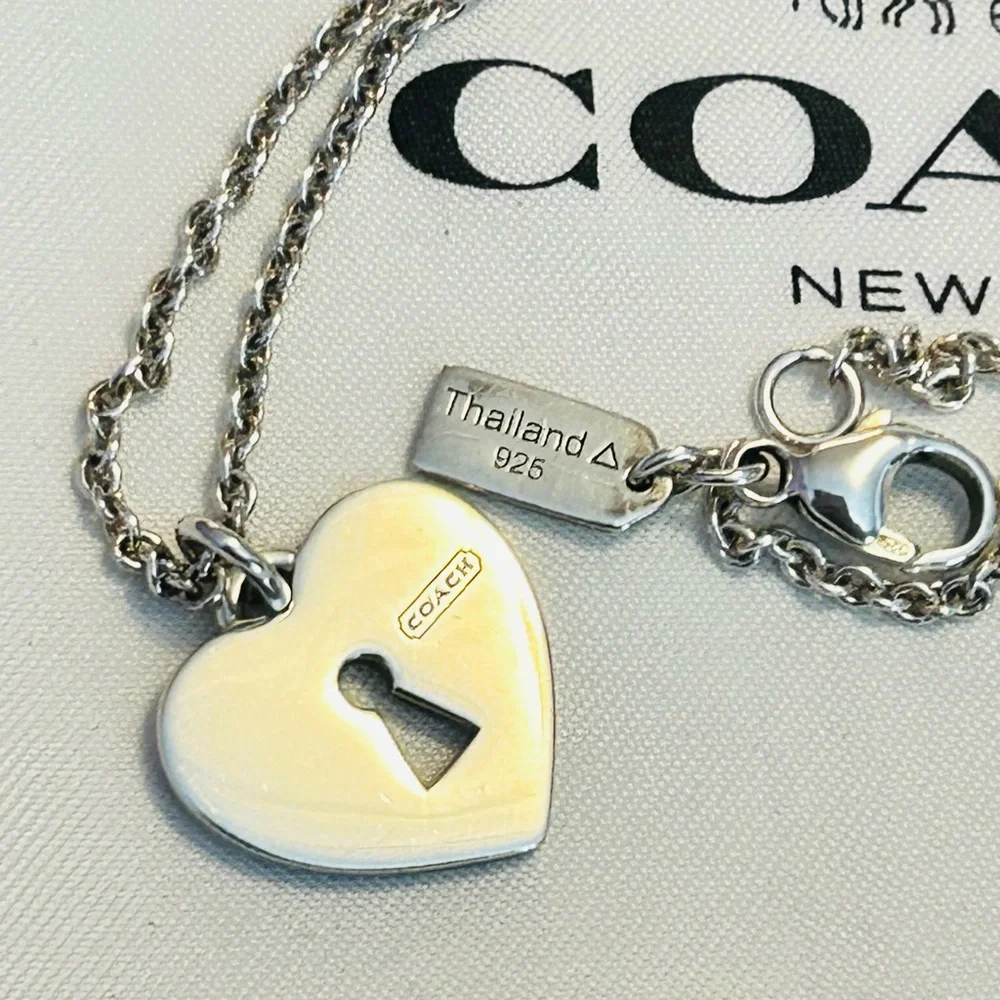 NWOT RARE Coach 925 Sterling Silver Heart Charm Necklace - Picture 9 of 12